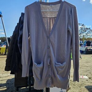 J Crew V-Neck Button-Up Gray Sweater